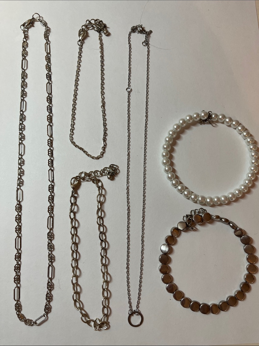 Silver tone jewelry bundle